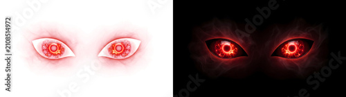 Картината върху платно Fiery red demon eyes glowing intensely with flame like patterns surrounded by wi