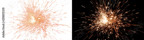 Bild auf Leinwand Fire spark explosion bursting outward with bright orange and white embers scatte