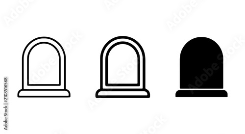 Foto Tombstone Icons, Gravestone Vector Graphics, Memorial Stone Symbols, Cemetery Mo