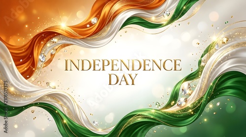 Indian independence day celebration vibrant tricolor flag and sparkling festive design