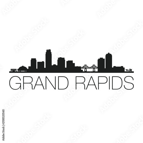 Grand Rapids Skyline Silhouette Against White Background