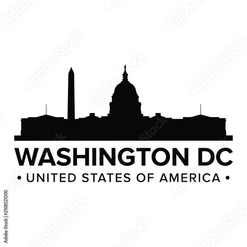 Washington Dc Skyline Silhouette On White Background
