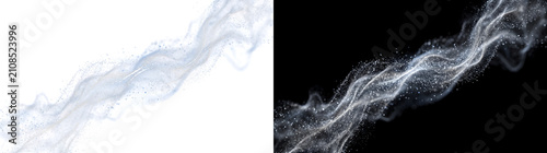 Obraz na plátně Smoke flowing white wispy particle wave for creative overlays featuring PNG, Tra
