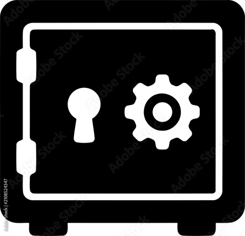 Safe box icon with gear and keyhole symbol isolated on transparent background