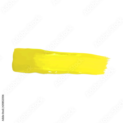 Yellow paint brush stroke, realistic horizontal oil or acrylic paint stripe, 3d textured artistic creative vector design