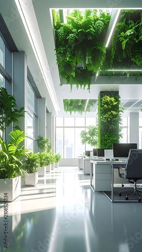 Modern office with lush green indoor plants (2)