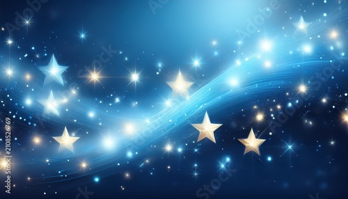 Elegant Soft Glowing Sparkle Stars Abstract Design With Light Blue Gradient Shine Effect