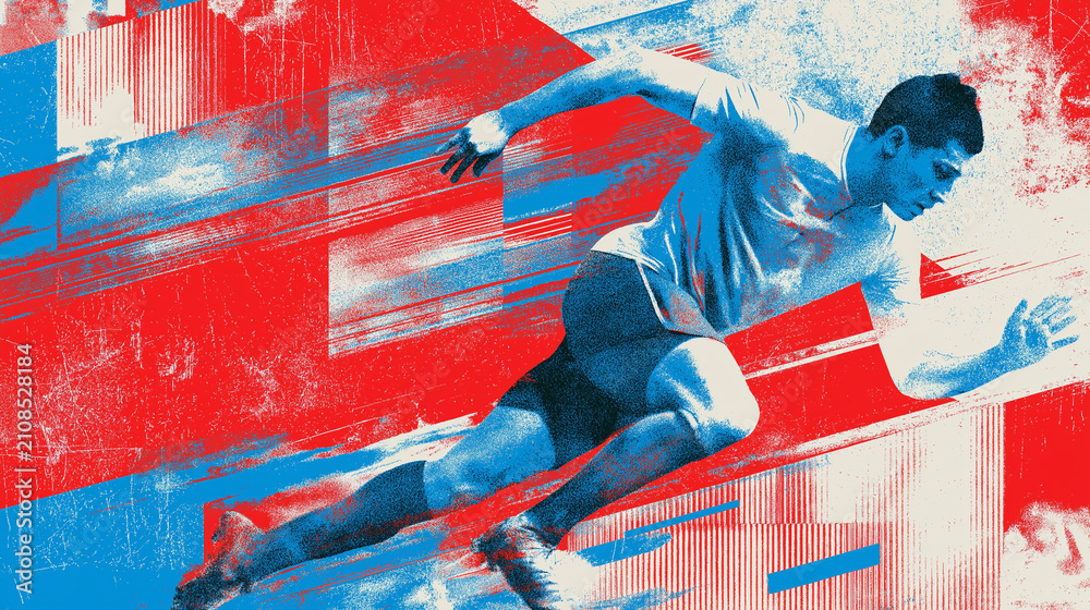 Obraz premium ボールを蹴るサッカー選手のダイナミックなスポーツイラスト背景