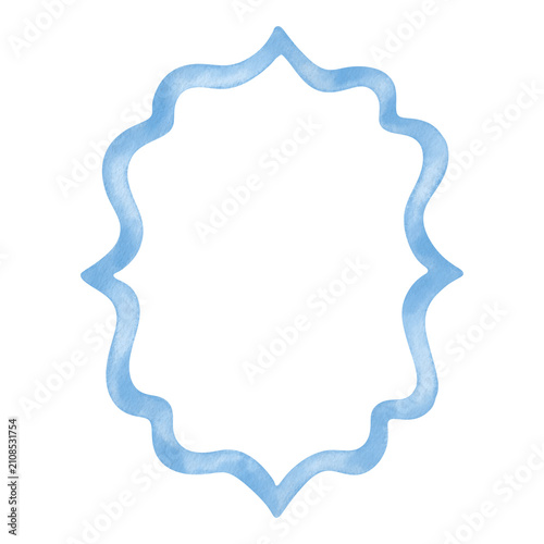 Blue Watercolor Ornate Frame Clipart