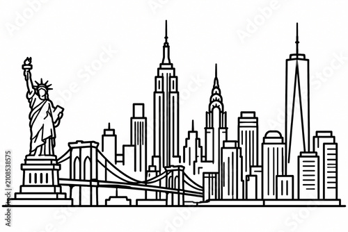 Foto newyork cityline line art , line drawing