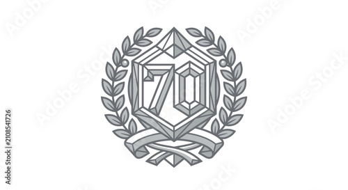 Konstfotografi Intricate 3D number 70 anniversary shield emblem.