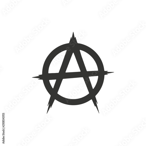 Cuadro en lienzo Anarchy symbol silhouette black graphic on a transparent background