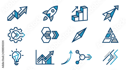 Corporate technology and strategic planning icons.