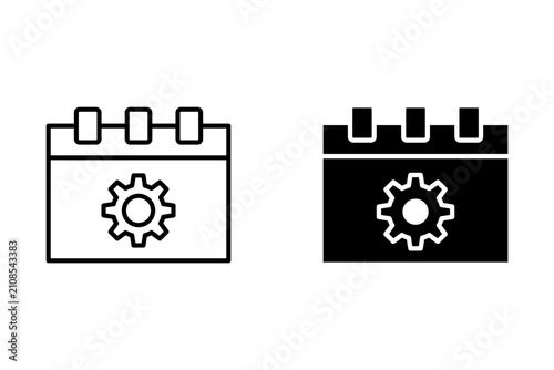 Calendar icon with gear symbol indicating scheduled maintenance