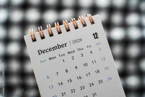 Handwritten note on calendar page highlighting December 2026, symbolizing planning, organization, and time management.