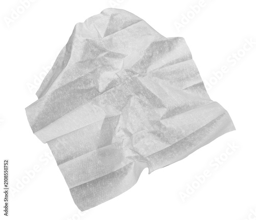 Lens cleaning wipes flying, isolated on white background, clipping path