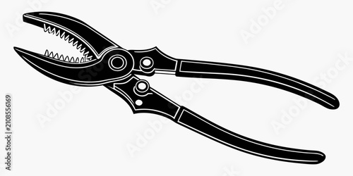 Foto Black pruning shears with serrated blades and wooden handles secateurs gardening