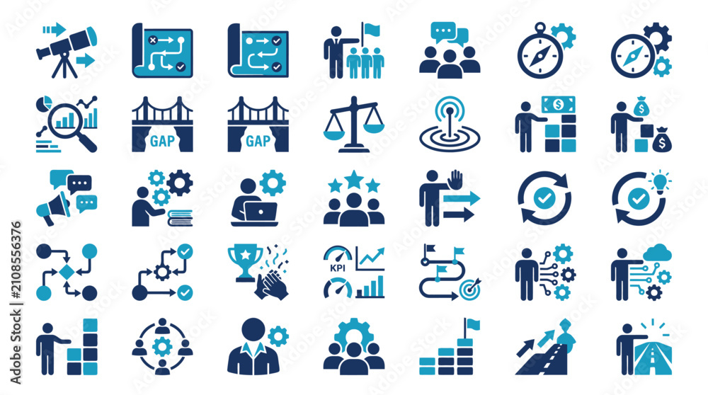 Fototapeta premium Set of business strategy and project management icons.