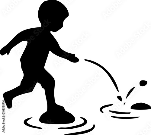 Child Splashing in Puddles After Rain, Joyful Outdoor Playtime