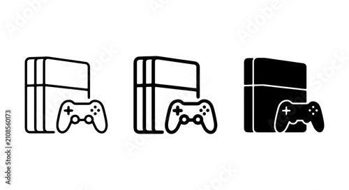 Video Game Console and Controller Icons: Modern Gaming Technology Set, Digital Entertainment Vector Graphics