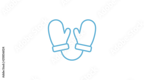 Foto Linked winter mittens on string line icon.