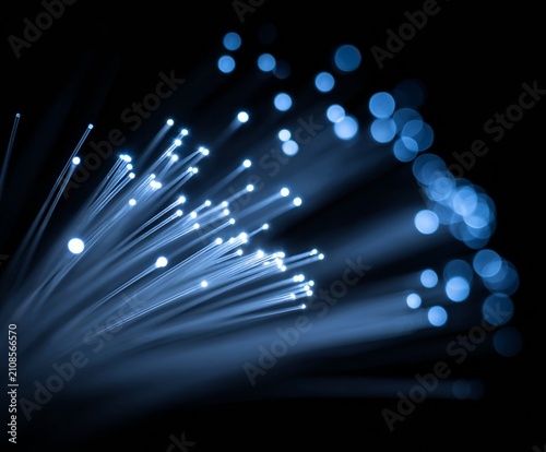 Bright lights and fibers showcase tech brilliance