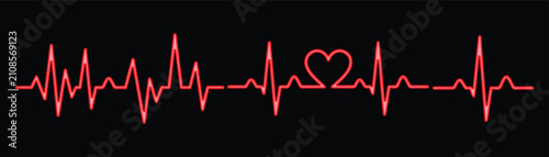 Heartbeat line a heart symbol -symbolizing love, life, and medical health