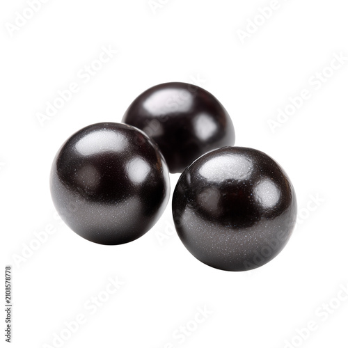 Large red bead necklace with po - Small pile of glossy black pearl glass beads with smooth spherical surfaces on transparent png background. Ai generated
