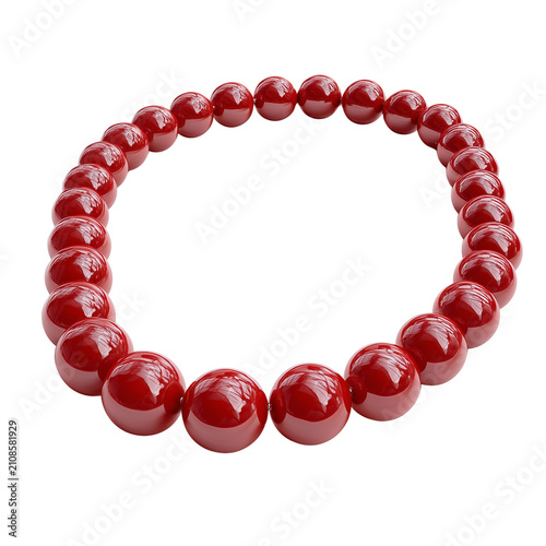 Large red bead necklace with po - Vibrant ruby red bead necklace with large glossy beads on transparent png background. Ai generated
