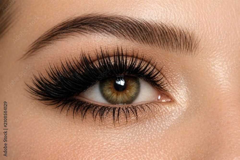 Fototapeta premium Close-up shot of a woman's eye with long lashes, suitable for beauty or fashion content