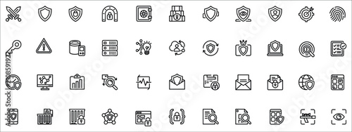 Canvastavla Security icons set including shields locks keys and data protection symbols