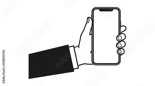 Business Hand Holding Smartphone Mockup with Blank Screen Vector Illustration