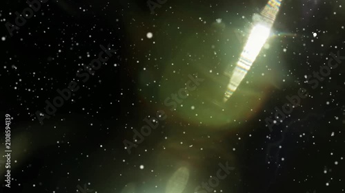 Astronomer observing star field with telescope. Space exploration and scientific research in a dark observatory setting.