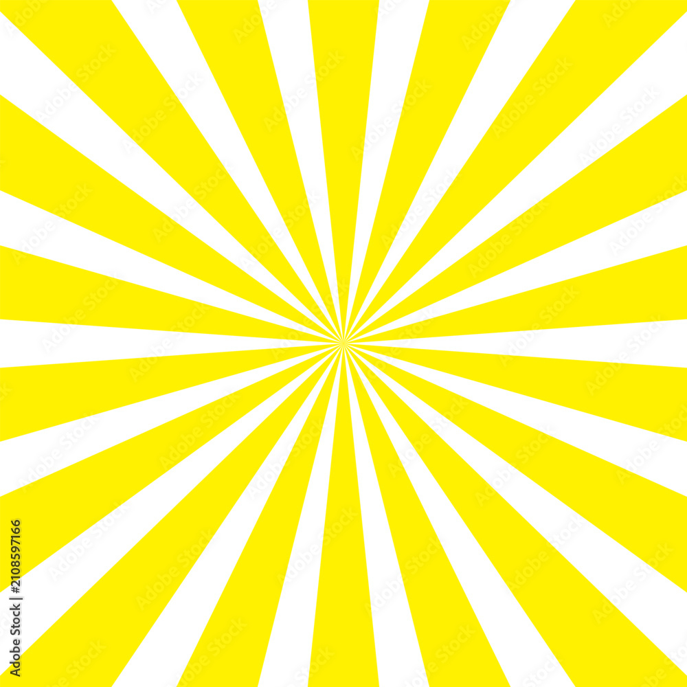 Obraz premium Bright yellow sunburst pattern against white background with central white circle representing energy or focus.