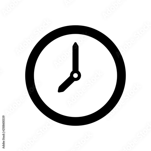Fotografija Clock silhouette on a white background simple timekeeping graphic