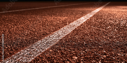 Close-up view of a asphalt road with reflective lane markings