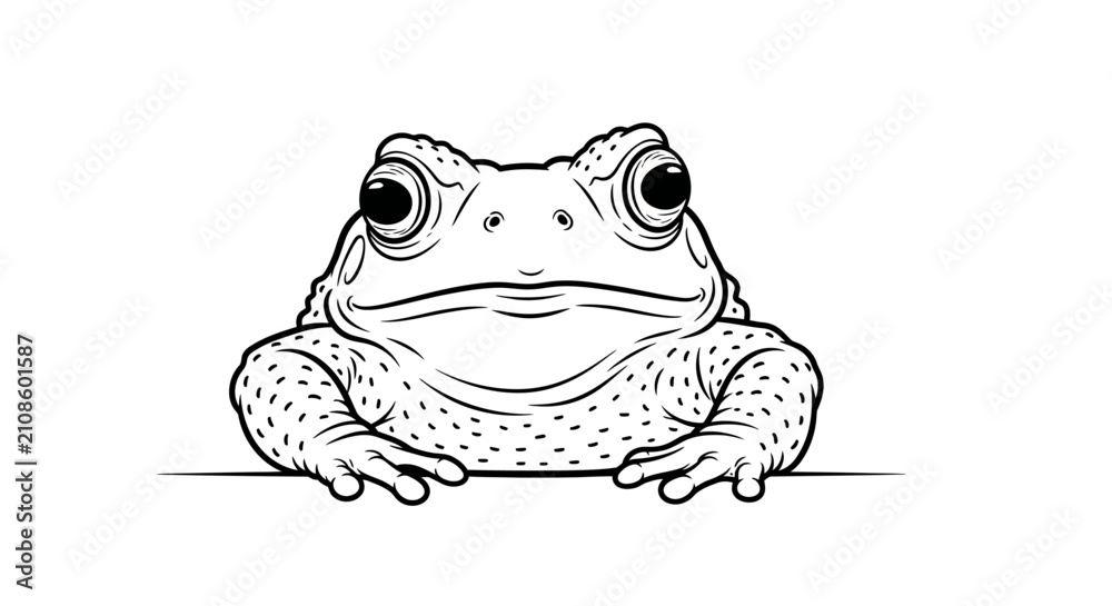 Obraz premium Detailed frog toad line art illustration.