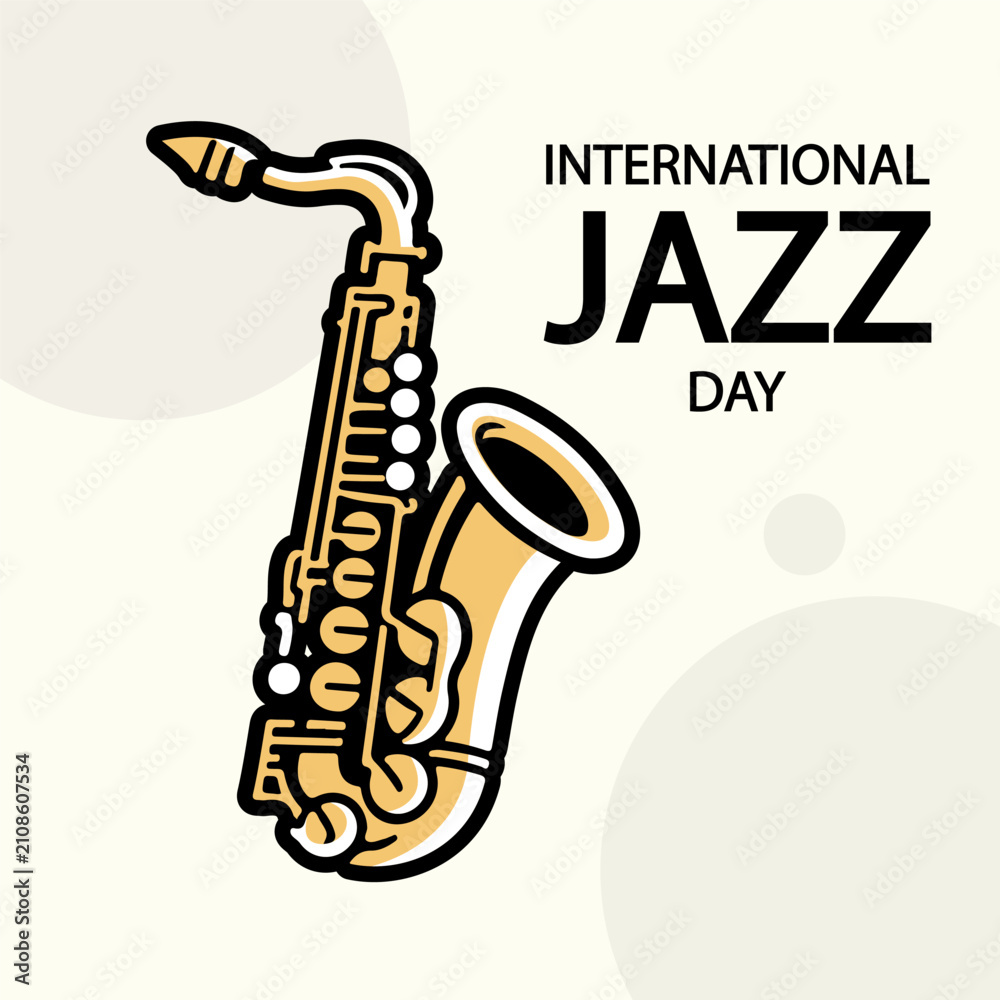 Naklejka premium jazz international day saxophone