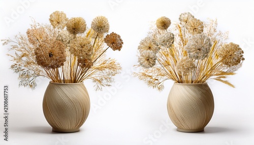 D Illustration Dried Flowers From Branches Lunnik Lunaria In A Vase Isolated On White Background