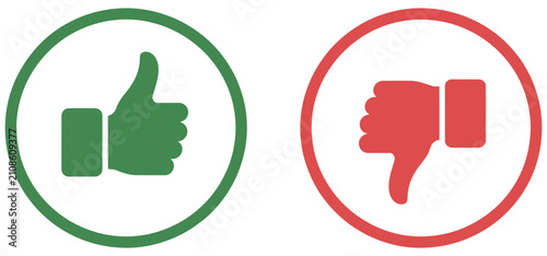 Canvastavla Thumb up and thumb down symbols for approval disapproval like dislike feedback rating satisfaction and user evaluation, vector design