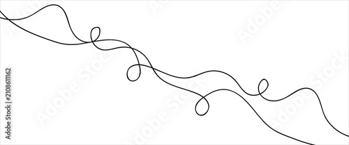 Cuadro en lienzo Horizontal wavy lines, drawing with one line EPS 10