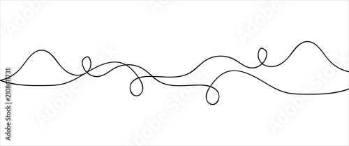 Konstfotografi Horizontal wavy lines, drawing with one line EPS 10
