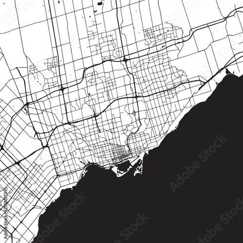 Toronto Vector Map - Detailed City Street Plan, Lake Ontario Grid and Highways