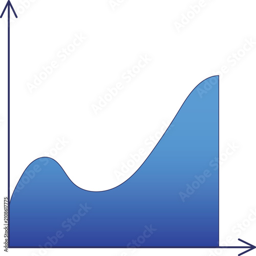 Konstfotografi Abstract blue graph showing upward trend with fluctuations and peak