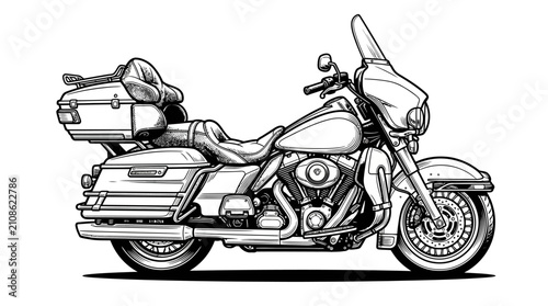 Quadro su tela Touring cruiser motorcycle side profile ink sketch