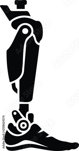 Modern Artificial Lower Leg with Mechanical Foot Prosthetic Healthcare Icon