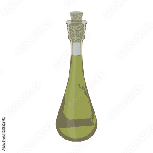 glass bottle with olive oil. color vector illustration.
