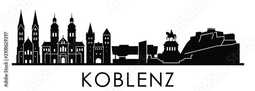  Koblenz City Skyline Silhouette Vector for Architecture and Travel Design  