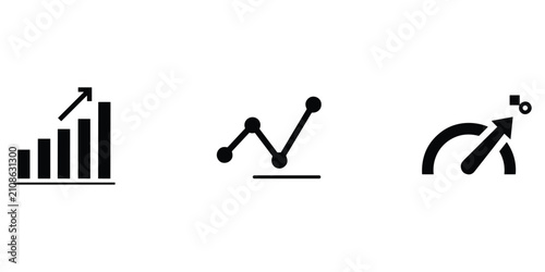 Cuadro en lienzo Marketing strategy icons set with data visualization and arrow performance indic