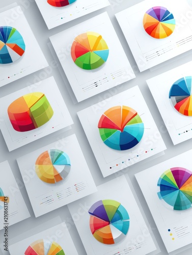 Pie charts showing business financial data analysis